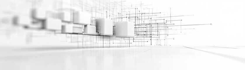 Fototapeta premium Abstract 3D wireframe structure of a website layout, futuristic web development visualization, digital design concept.