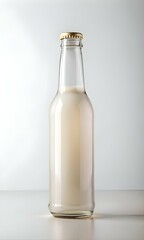 A clean. clear glass bottle with a golden cap. ready for your brand or product label.