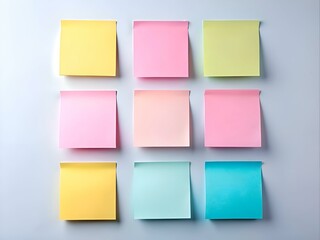 Fototapeta premium A clean and organized mockup of colorful sticky notes on a white background.