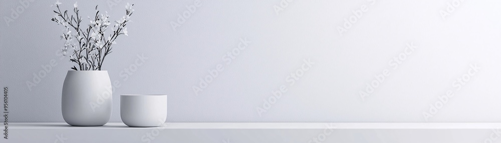 Poster clean and minimalist website design on a white background, modern user interface, sleek web aestheti