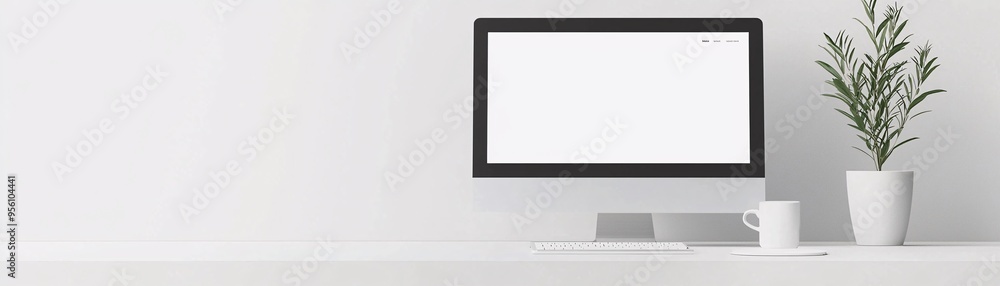 Poster clean and minimalist website design on a white background, modern user interface, sleek web aestheti