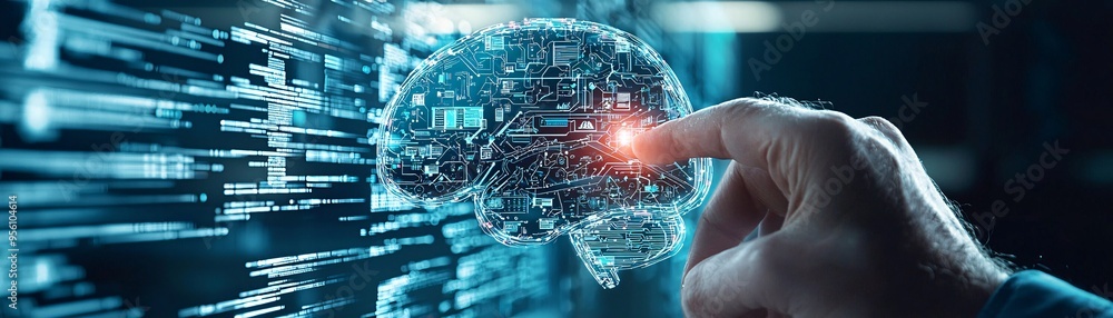 Aufkleber artificial intelligence designing a website on a holographic display, futuristic design process, ai-
