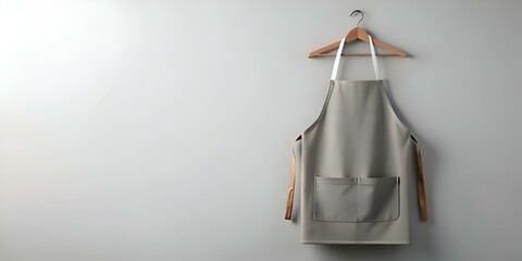 Clean and minimal grey apron with a brown leather accent and a single pocket.