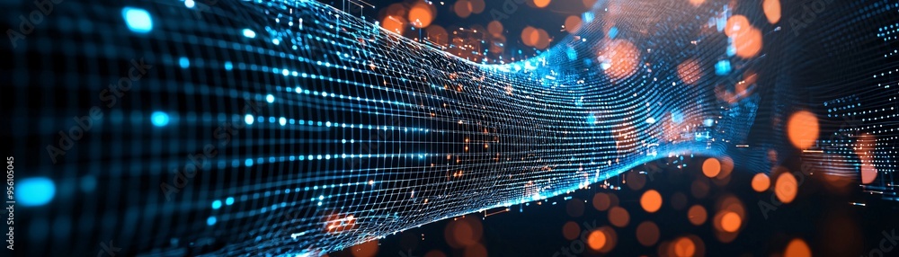 Poster abstract 3d grid representing a website s architecture, backend development visualization, digital i