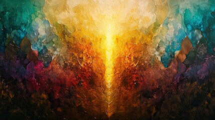 62. A religious art piece that uses art to explore spiritual themes, using beauty and symbolism to connect with the divine.