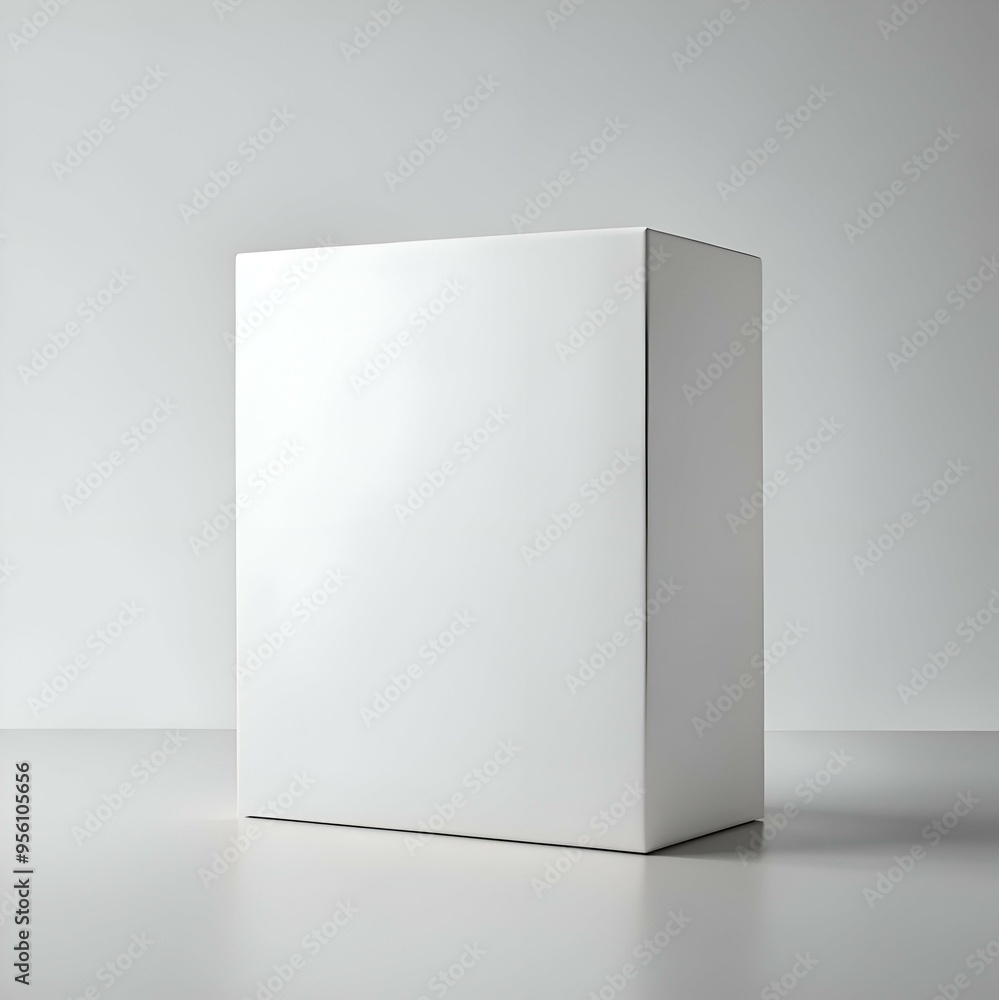 Poster a pristine white box sits against a minimalist backdrop. offering a blank canvas for your branding o