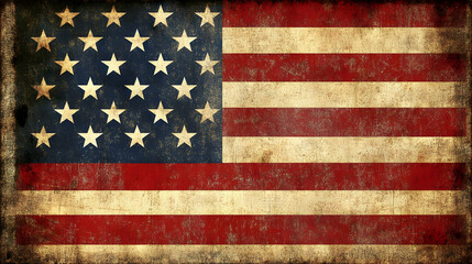 Fototapeta premium Vintage American Flag Grunge Worn Patriotic Stars and Stripes