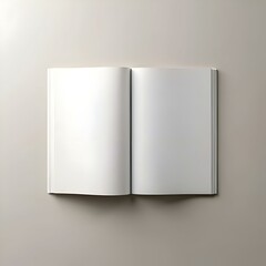 A clean and minimalist mockup of an open blank book. perfect for showcasing your designs. branding. or typography.