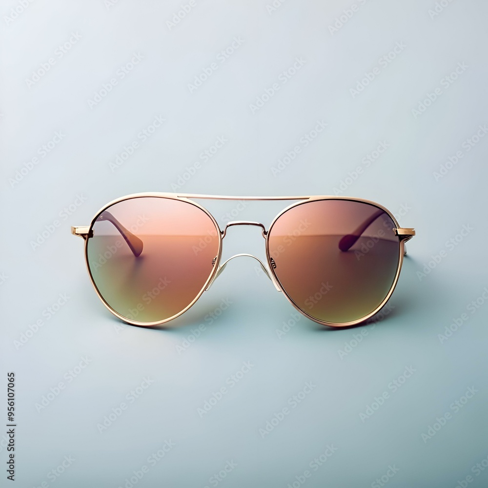 Wall mural stylish gold aviator sunglasses with a warm brown gradient lens.