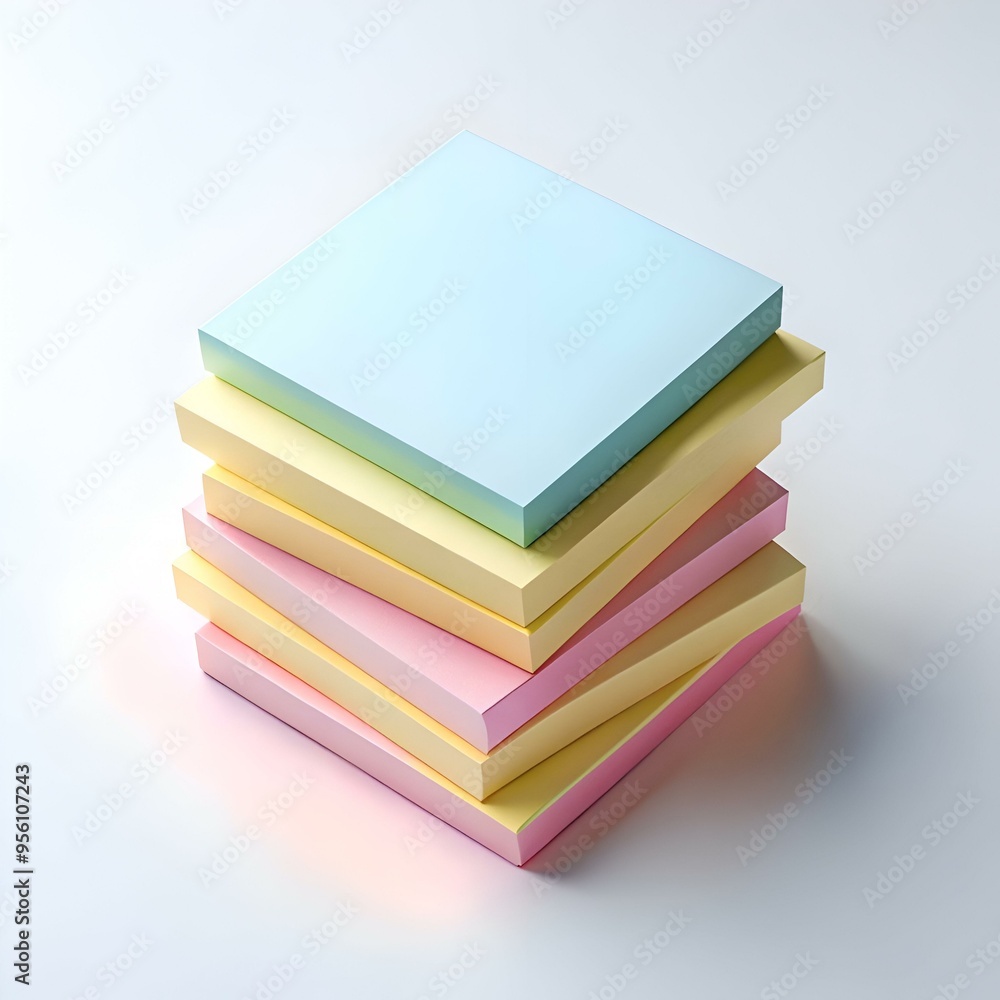 Poster stack of colorful sticky notes. perfect for reminders. notes. and organization.