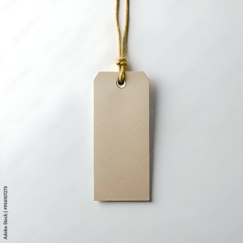 Poster a simple. yet versatile. blank kraft paper tag hanging from a natural twine string.