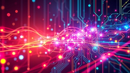 Naklejka premium Abstract Circuitry with Multicolored Light Effects