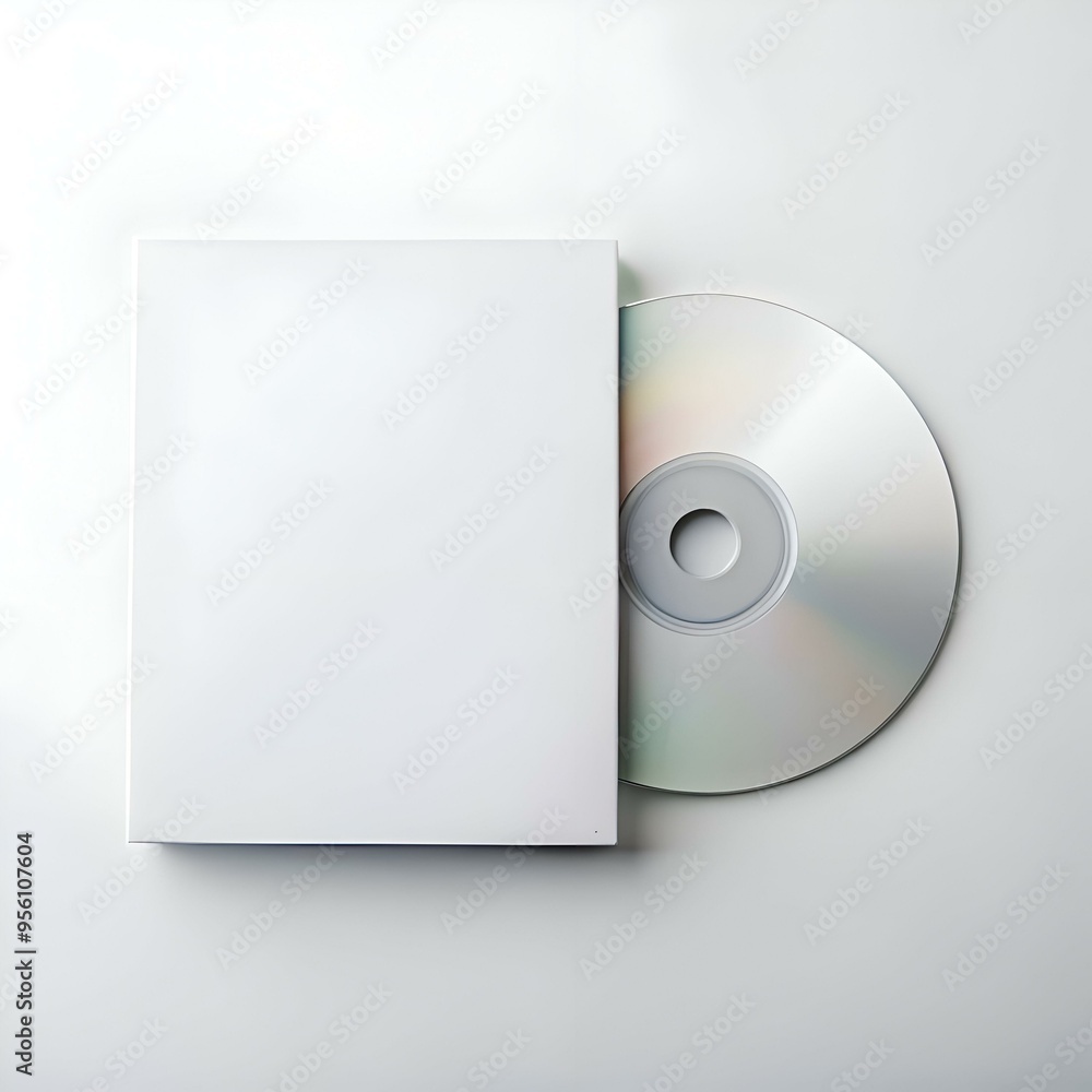 Poster a simple and clean image of a blank cd case and disc.
