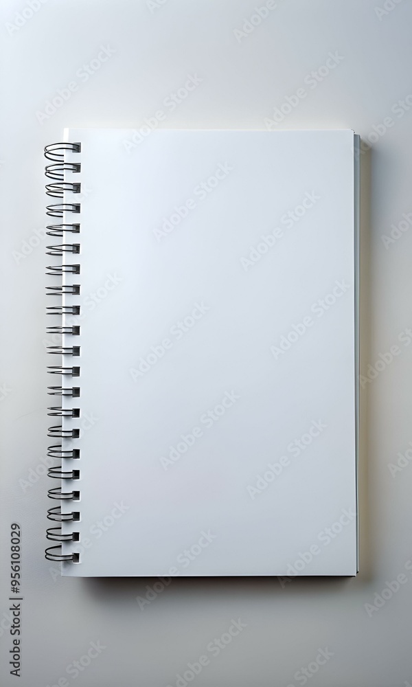 Poster clean and simple mockup of a white spiral bound notebook. perfect for adding your own design or text