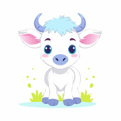 Fototapeta premium Wildebeest Cute Small Cartoon Baby Animal Character 