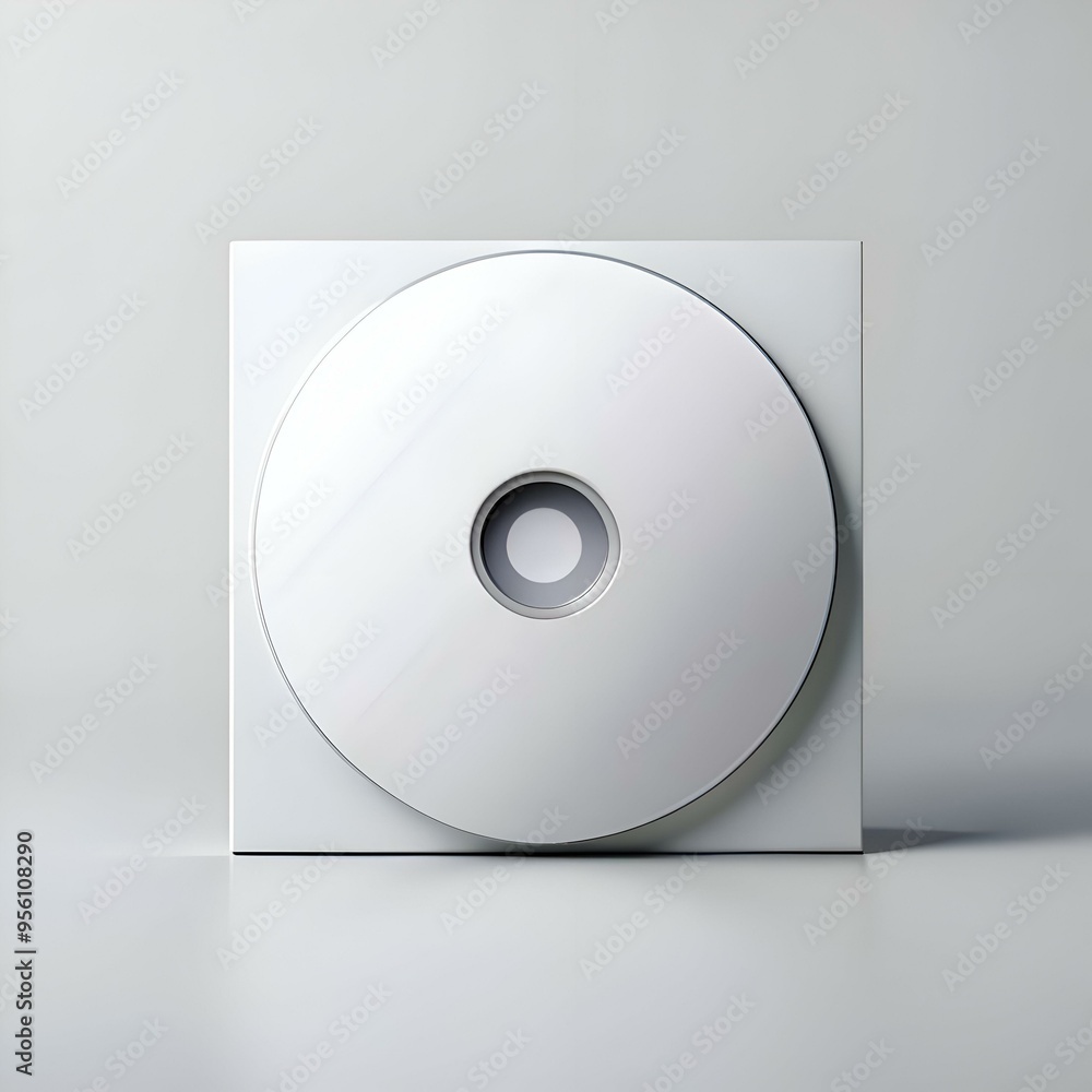 Poster a clean and simple image of a blank cd disc in its case. perfect for representing data storage. tech
