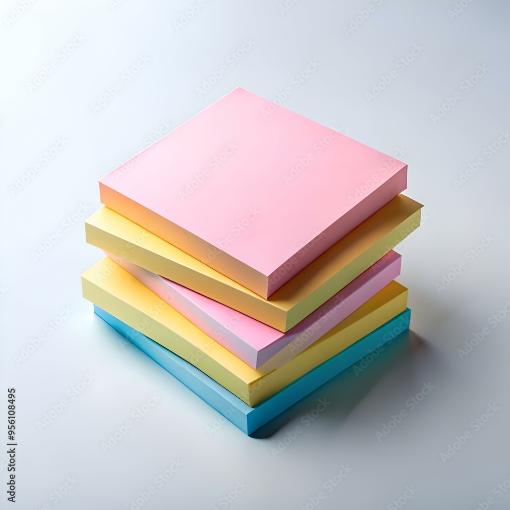 Poster a stack of colorful sticky notes isolated on a white background. perfect for showcasing your message
