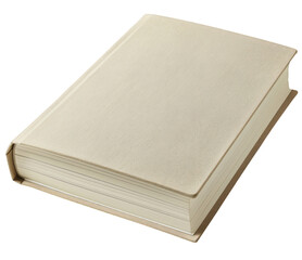 Fototapeta premium A hardcover book with white pages isolated on a transparent background.