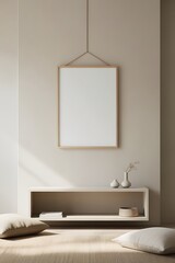 Frame Poster Mockup in a Cozy Interior Space, Perfect for Displaying Your Design Work, Art Prints, or Posters