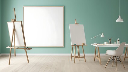 Elegant Frame Poster Mockup in a Contemporary Living Room, Perfect for Displaying Art, Photography, or Graphic Designs with a Modern Touch