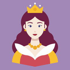 queen royal woman vector cartoon illustration