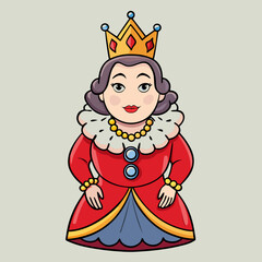 Naklejka premium queen royal woman vector cartoon illustration