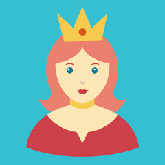 queen royal woman vector cartoon illustration