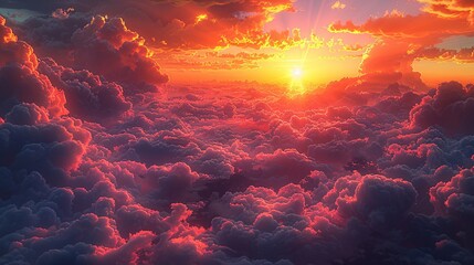 Naklejka premium sunset over the clouds