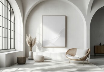 Elegant Home Decor Highlighting a painting Frame Adorned with Minimalism background, Graphic Resources, Wallpapers, Brochure, Advertising,