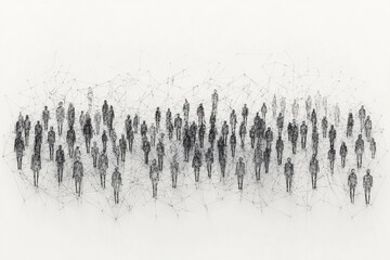 Simple people shapes connected by lines created with Generative AI
