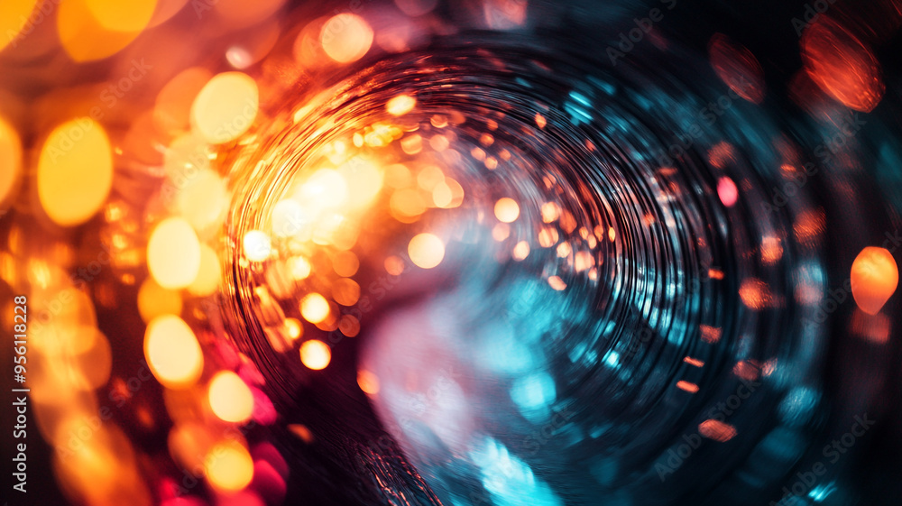 Aufkleber colorful abstraction through a swirling vortex of vibrant lights and patterns at twilight