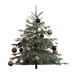 Obraz premium Christmas tree with decorations, isolate on a transparent background, 3d illustration, cg render