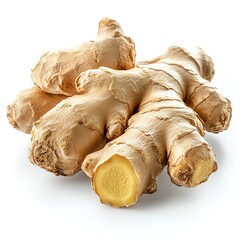 Fresh ginger root isolated on white background.