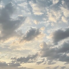 A blue sky with fluffy white clouds.