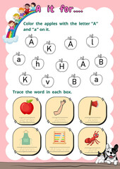 Start learning letters A-Z and simple words. Have fun learning English. Worksheet.
