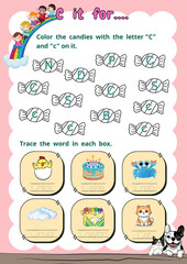 Start learning letters A-Z and simple words. Have fun learning English. Worksheet.