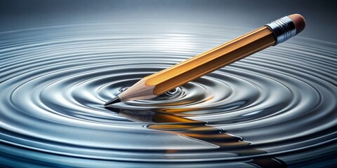 A slender, graphite device suspended in a transparent fluid, sends concentric waves across the surface, inducing