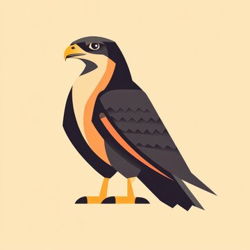recommend clip art: Geometric Illustration of a Black and Orange Falcon with Yellow Beak