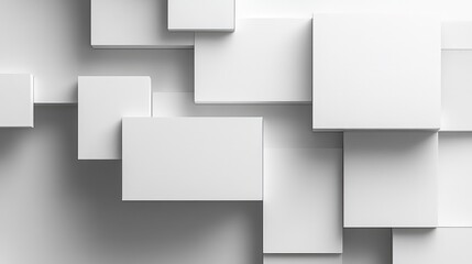 Obraz premium A minimalist abstract design with overlapping squares in shades of white and gray, creating a subtle, elegant visual effect