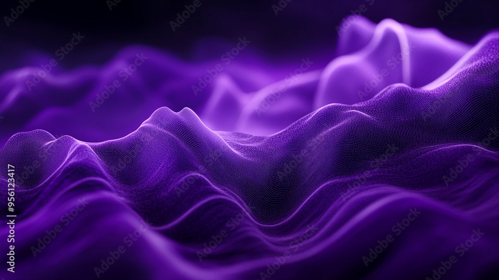 Aufkleber flowing waves of purple fabric undulating softly in a serene abstract setting