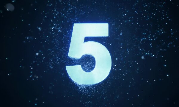 3D Digital Screen Countdown Number 5 4K Video