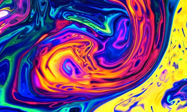 Abstract liquid acid background, Psychedelic liquid ink oil patterns in water. Y2k aesthetic background 4K Video