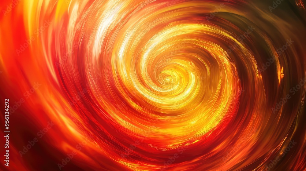 Poster a swirling abstract vortex of light and color, with shades of red and yellow blending seamlessly, cr