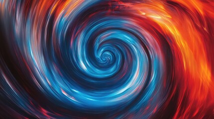 A swirling abstract pattern of light and color, in shades of blue and red, creating a vibrant, energetic composition