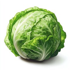 Fototapeta premium Fresh green cabbage isolated on white background.