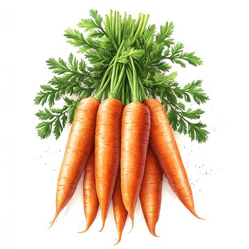 recommend clip art: Fresh bunch of orange carrots with green tops.