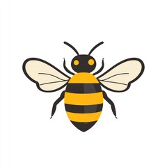 Cartoon Bee with Black Stripes and Yellow Bands