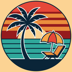 Obraz premium Summer vacation on tropical resort cartoon vector illustration