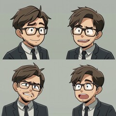 Fototapeta premium Digital Illustration of a Man with Various Facial Expressions