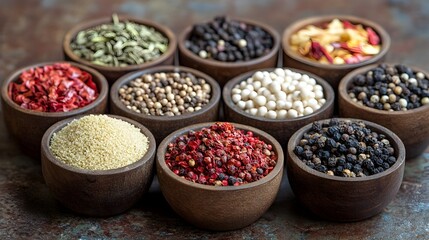Vibrant West African Spices in Bowls   Flavorful Culinary Arrangement